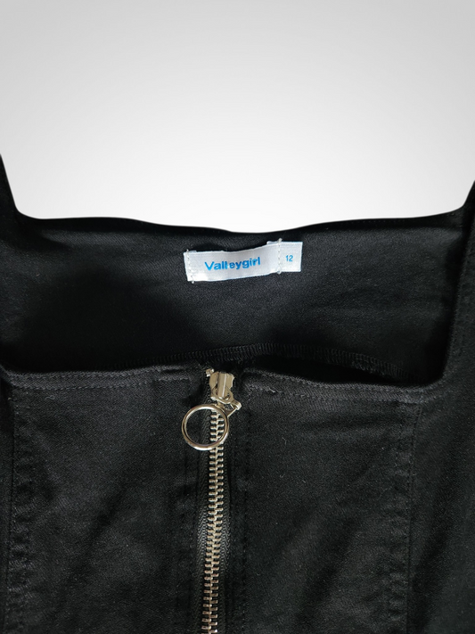 Valleygirl Black ZIp Up Dress - Size 12