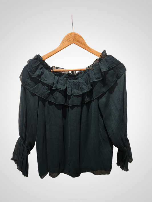 Zara Basic Green Flowy Shirt - Size S