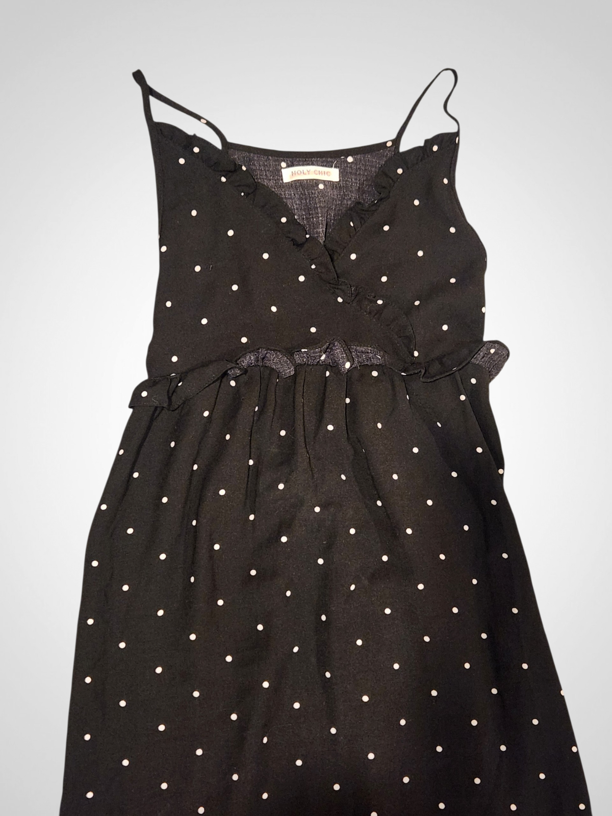 Holy Chic Black Dotty Dress - Size 8