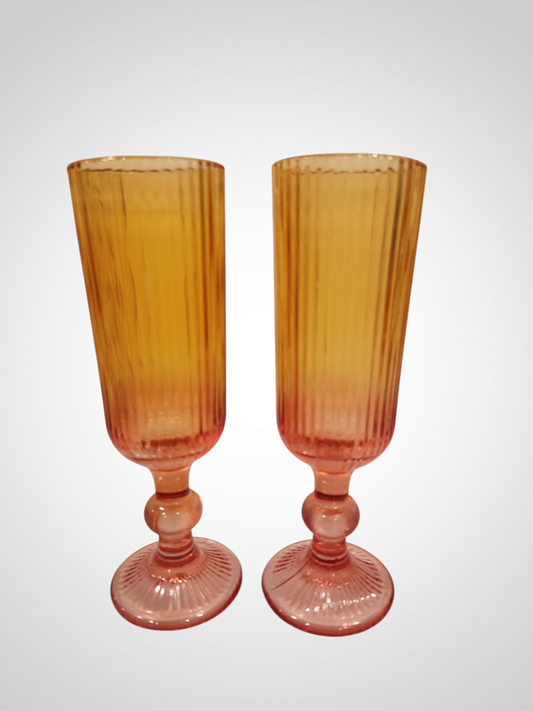 Orange Fluted Champagne Glasses