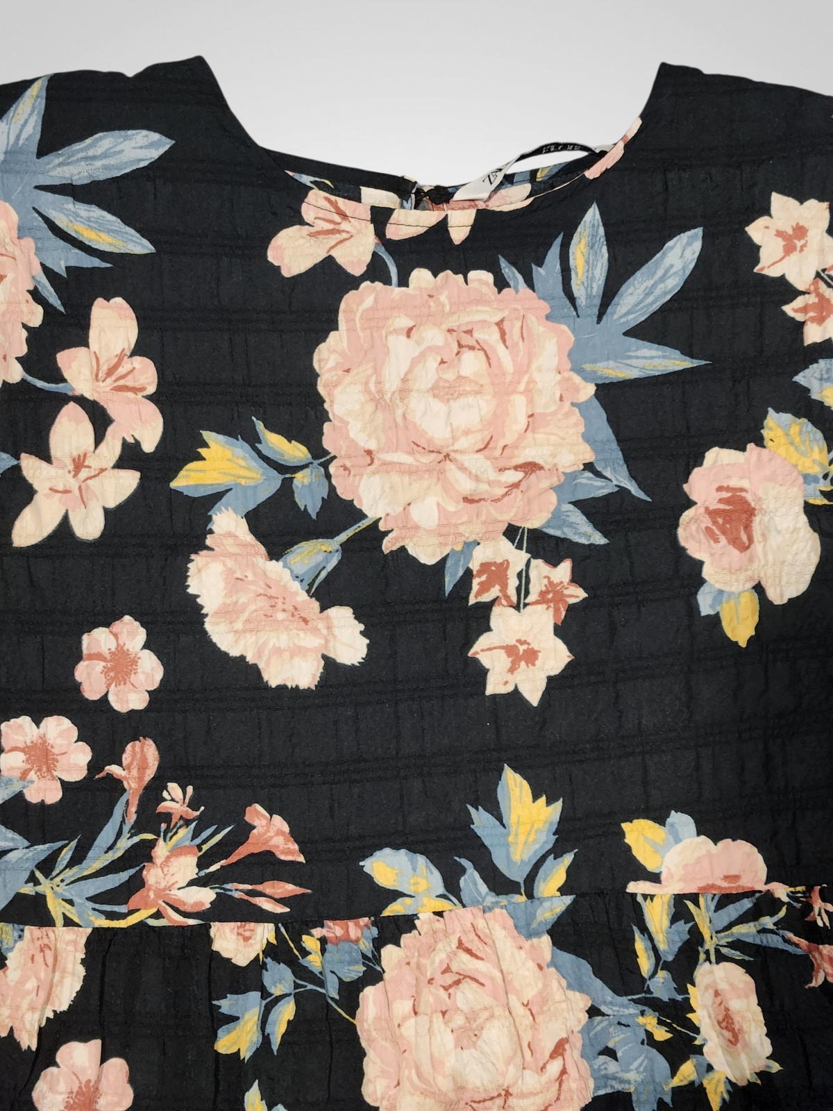 Zara Black Floral Dress - Size 16-18