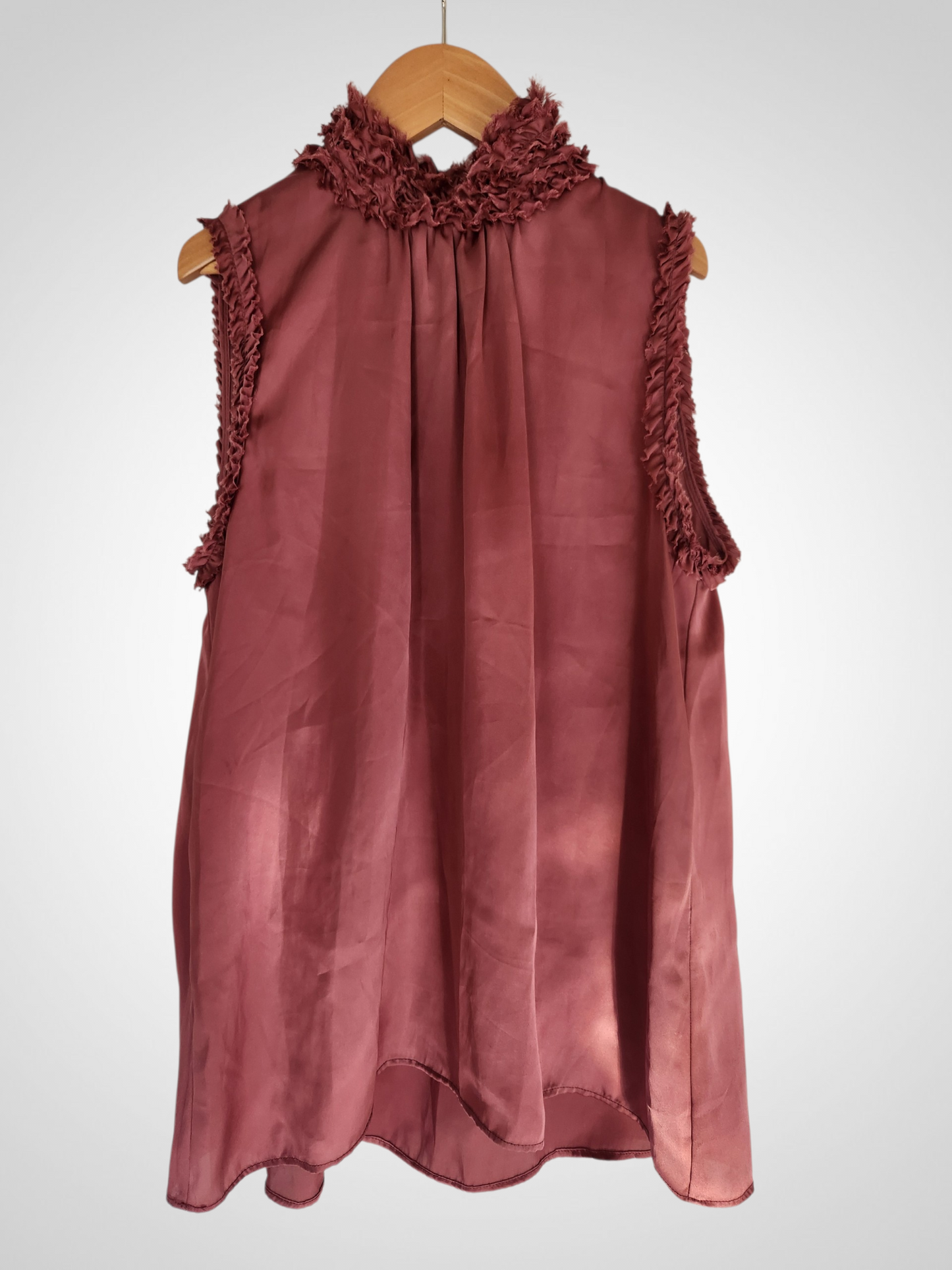 Zara High Neck Rose Satin Shirt - Size S