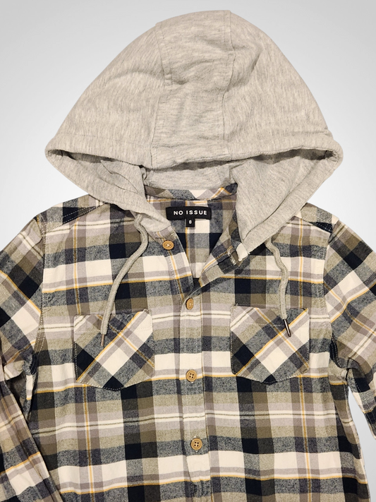 Hooded Plaid Shirt - Size 8