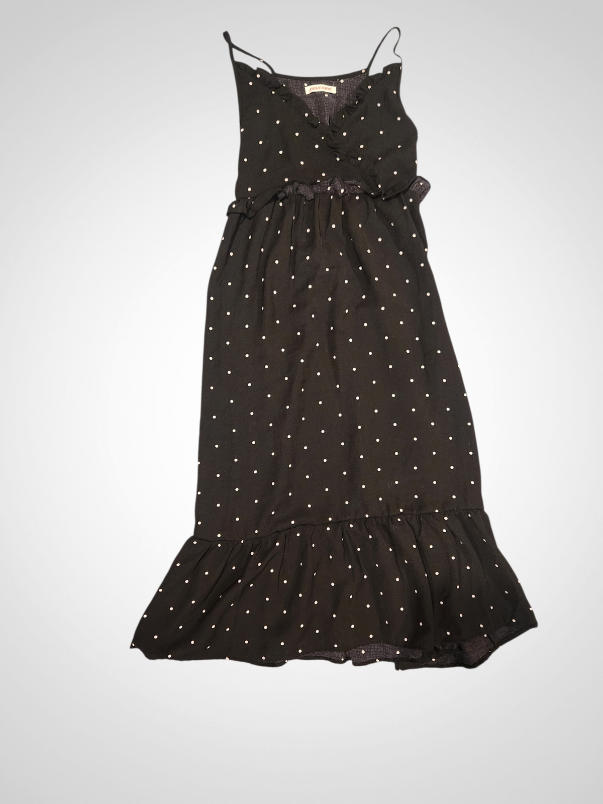 Holy Chic Black Dotty Dress - Size 8
