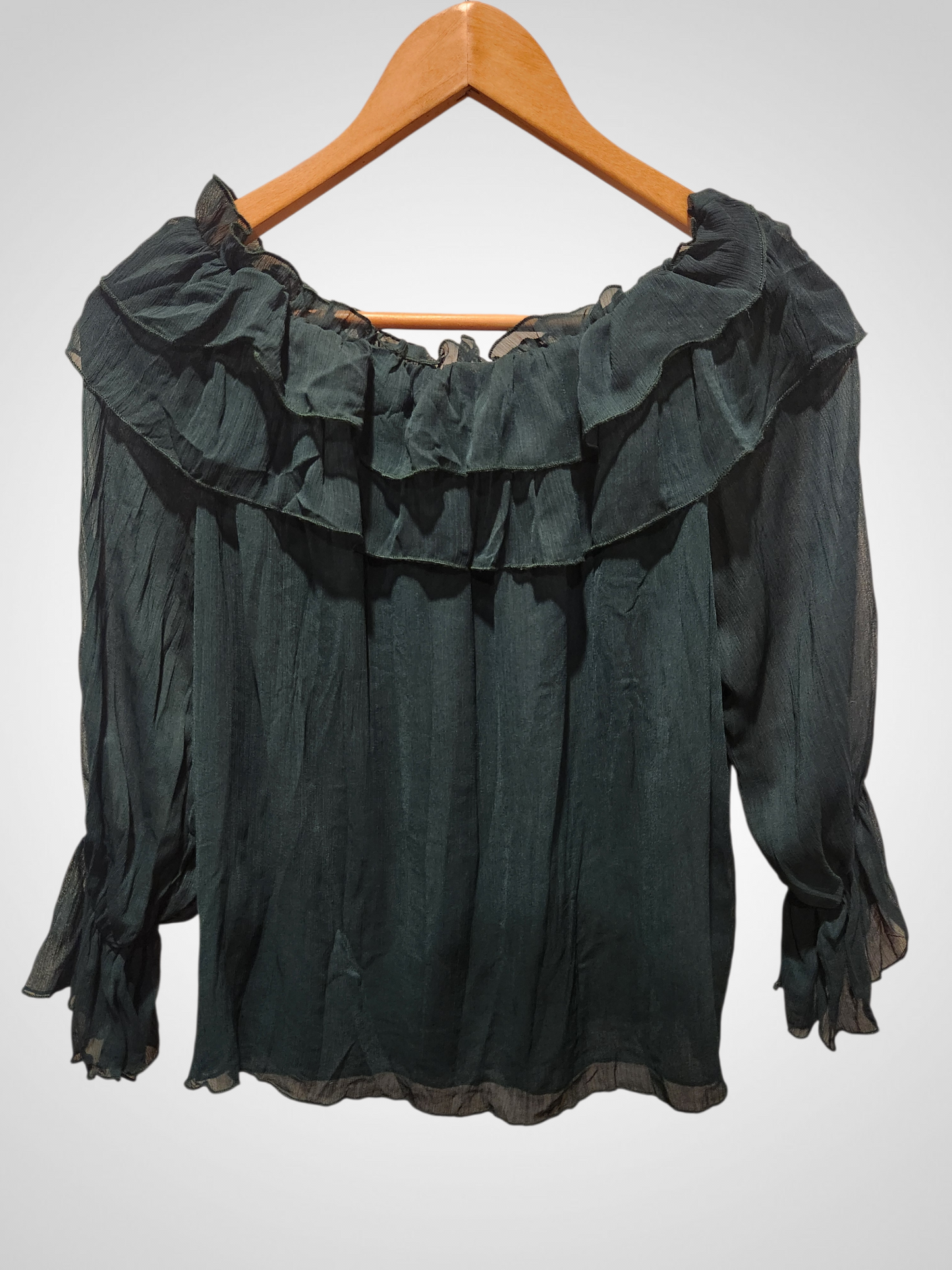 Zara Basic Green Flowy Shirt - Size S