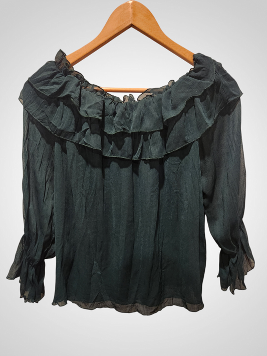 Zara Basic Green Flowy Shirt - Size S
