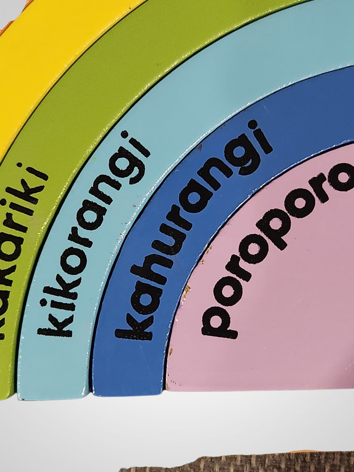 Moana Road Wooden Rainbow Blocks Te Reo Māori and English