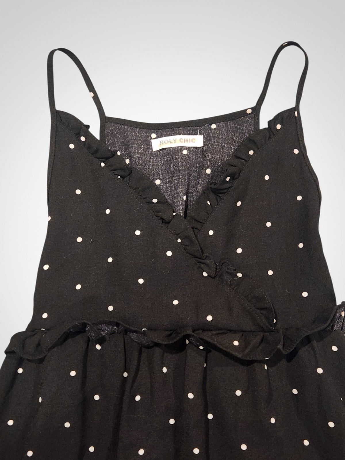 Holy Chic Black Dotty Dress - Size 8