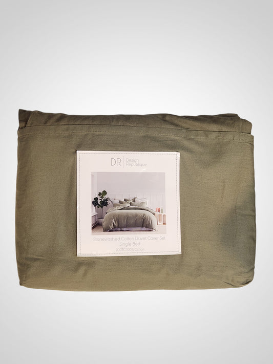 Design Republique Stonewashed Cotton Duvet Cover Set - Single - BNWT