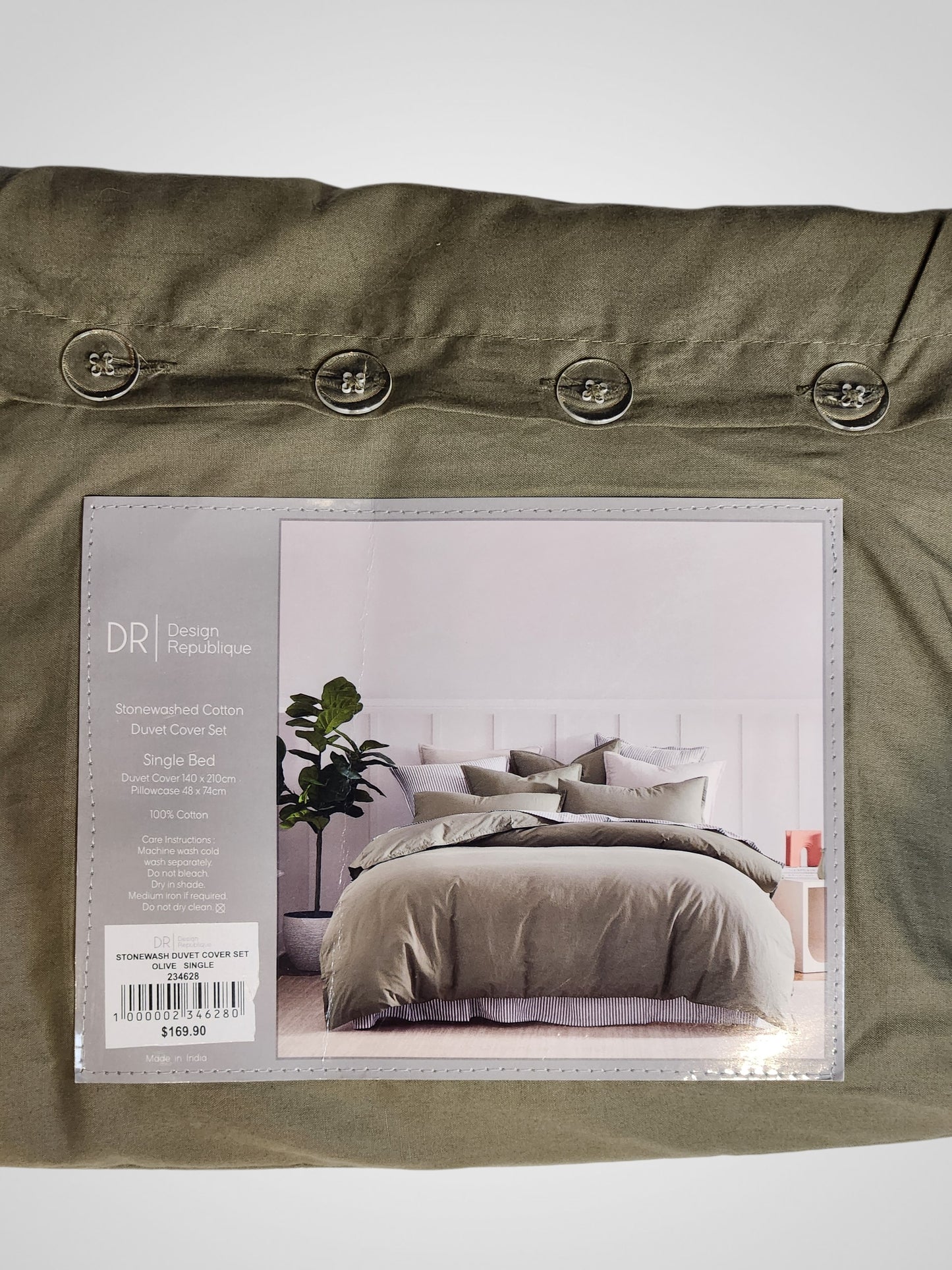 Design Republique Stonewashed Cotton Duvet Cover Set - Single - BNWT