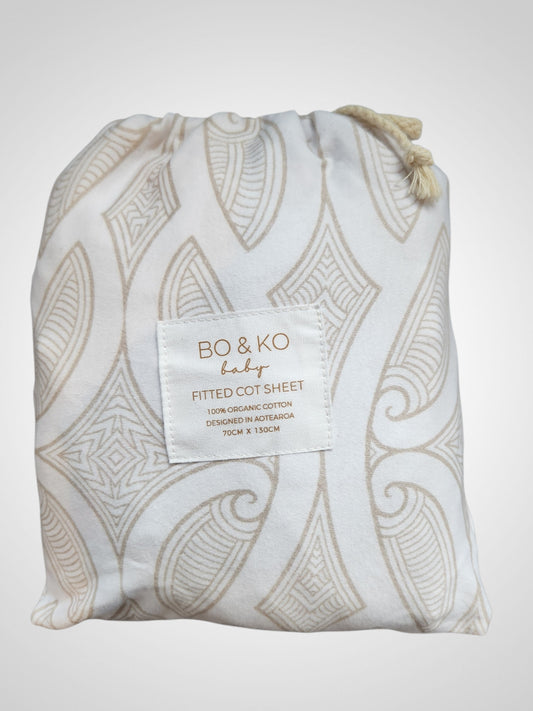 BO & KO Baby Te Pātiki Fitted Cot Sheet