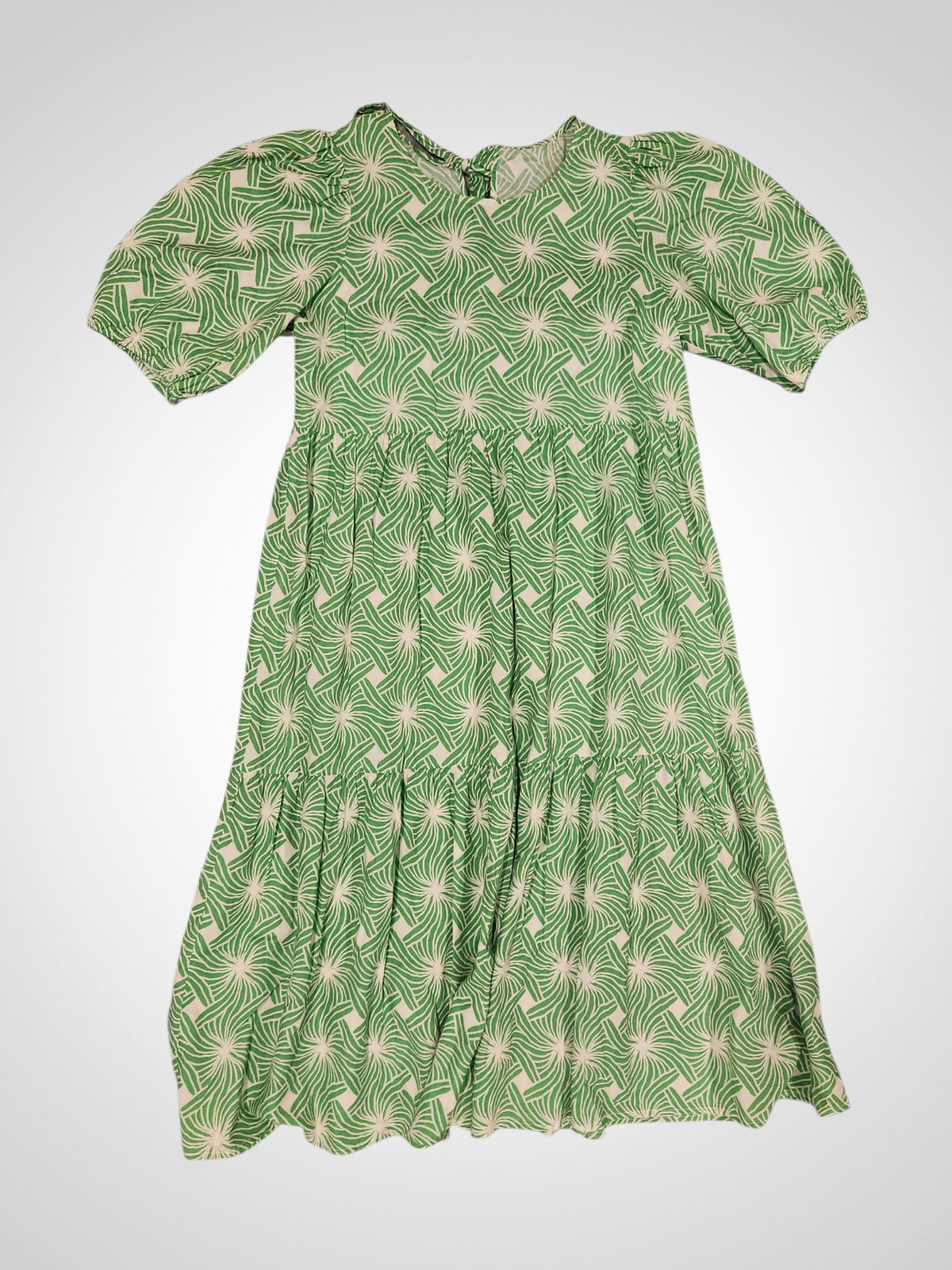 Stella + Gemma Green Print Midi Dress - Size 12