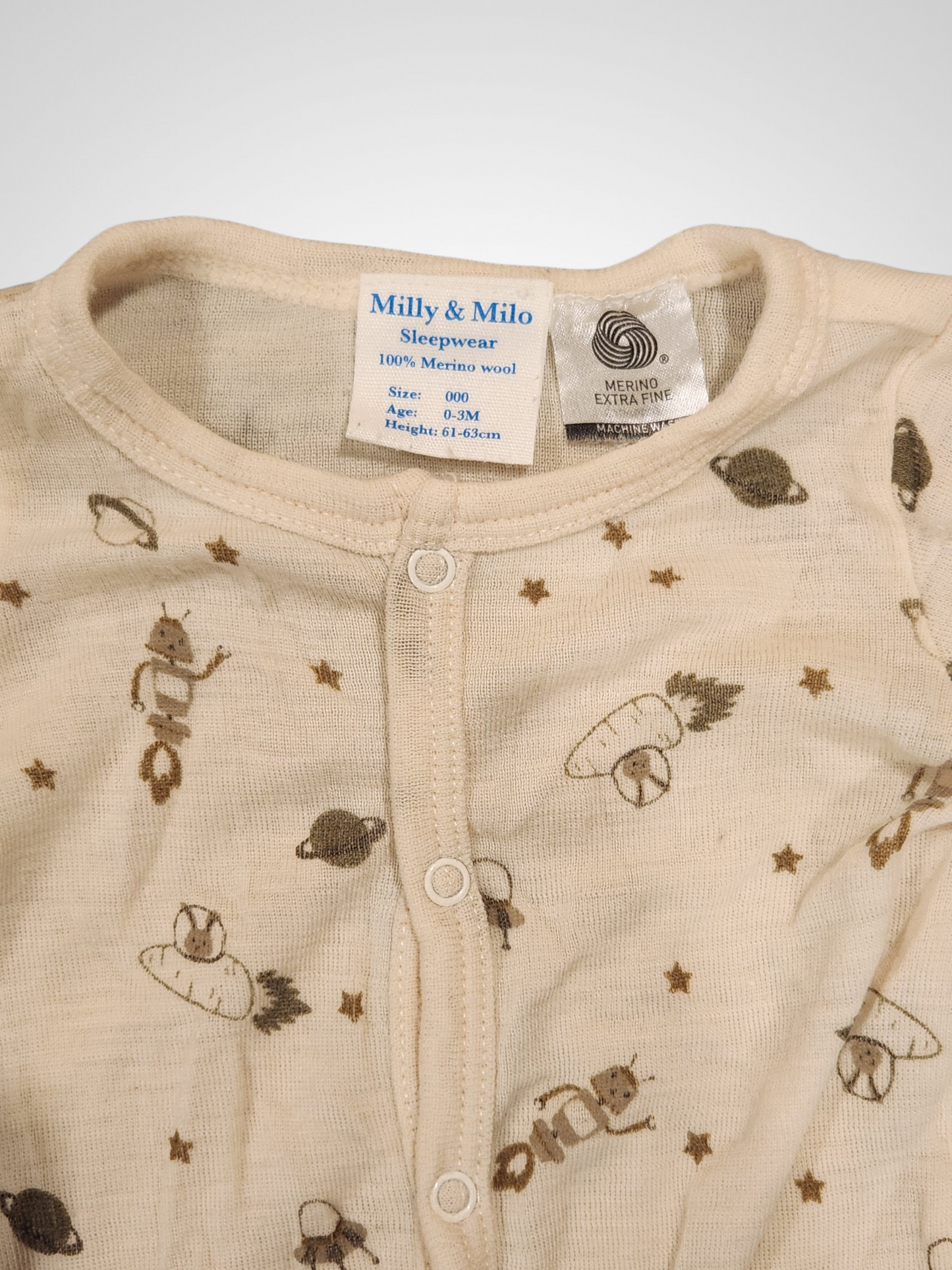Milly & Milo Merino Onesie - 0-3 Months