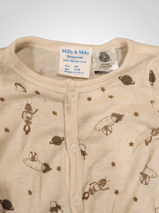 Milly & Milo Merino Onesie - 0-3 Months