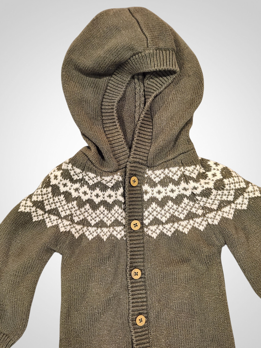 Little Bundle Knitted Long Sleeve Onesie - 0-3 Months